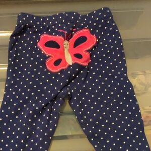Carter's Navy Polka Dot Leggings with Pink Butterfly